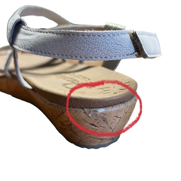 Skechers‎ Sandals Womens 9.5 Luxe Foam Cork Beige And Metallic Snake Skin Shoes - Picture 10 of 10